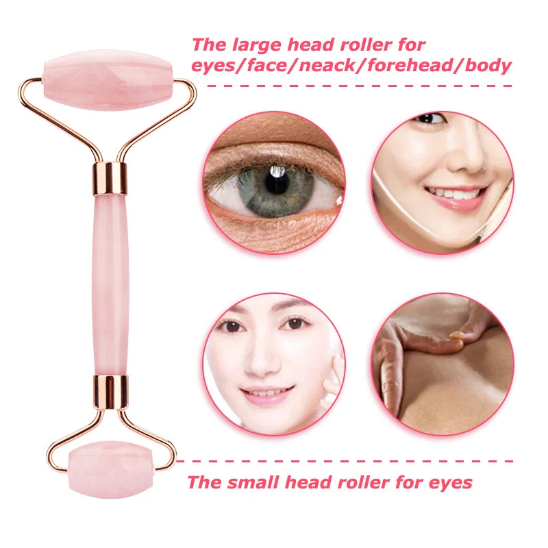 Natural Rose Quartz Gouache Scraper For Face Jade Roller Gua Sha Massage Face Roller Eye Sleeping Mask Anti Wrinkle Beauty Tools