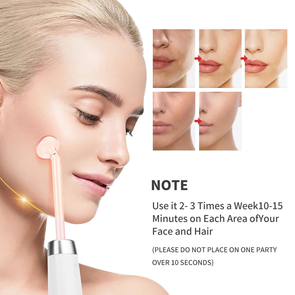 6in1 High Frequency Facial Machine with Neon+Argon Electro Therapy Wand Glass Tube Skin Care Device