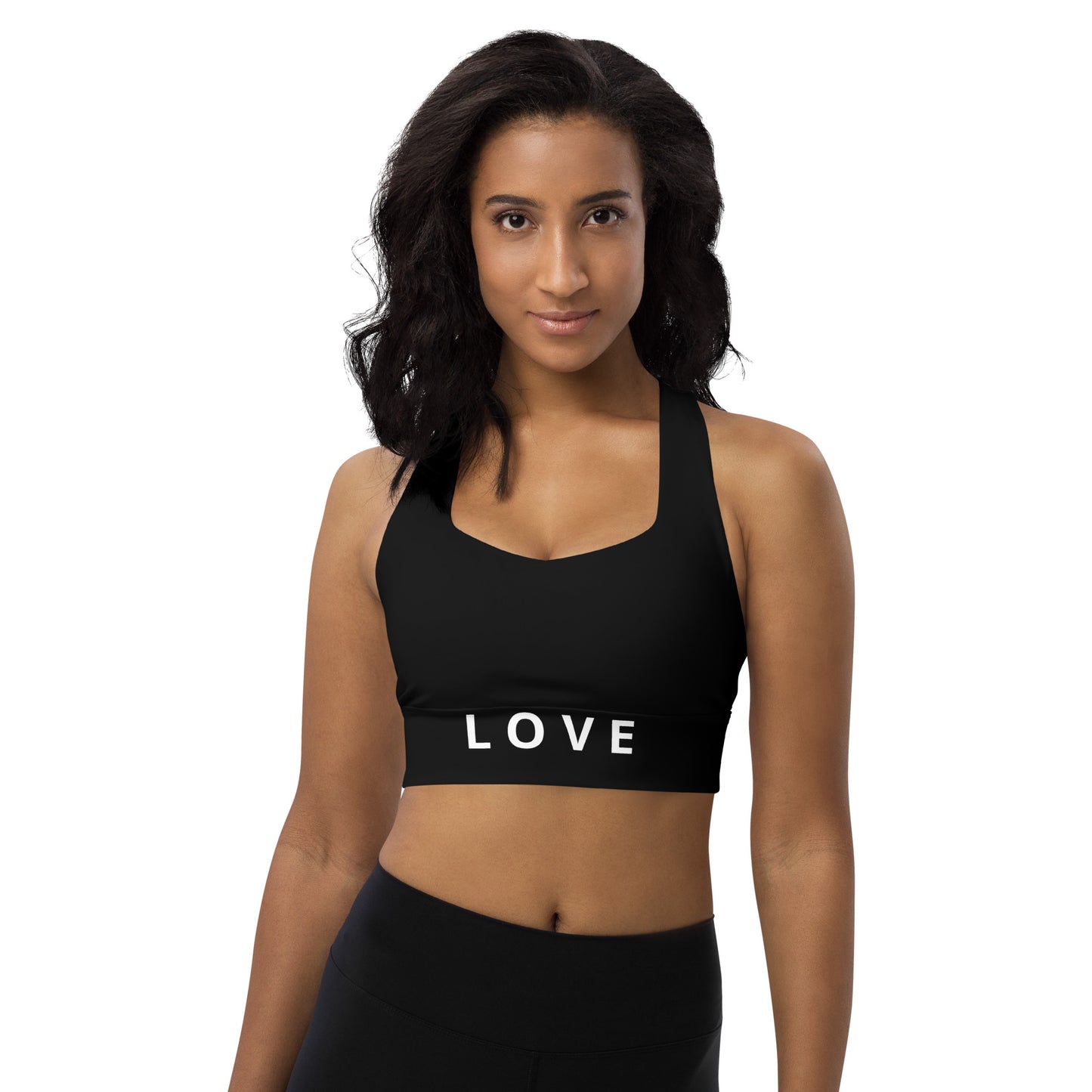 love (black) long line sports bra top