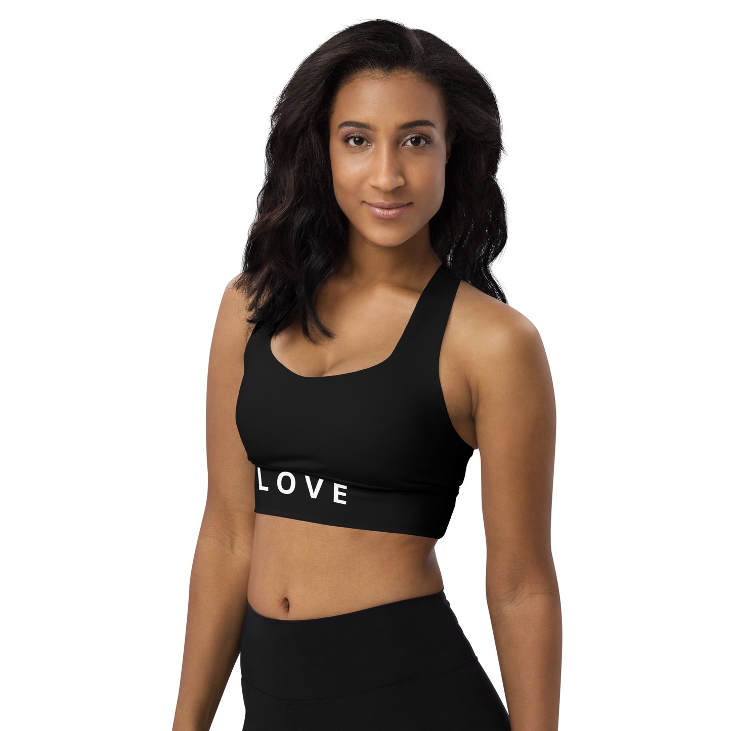 love (black) long line sports bra top