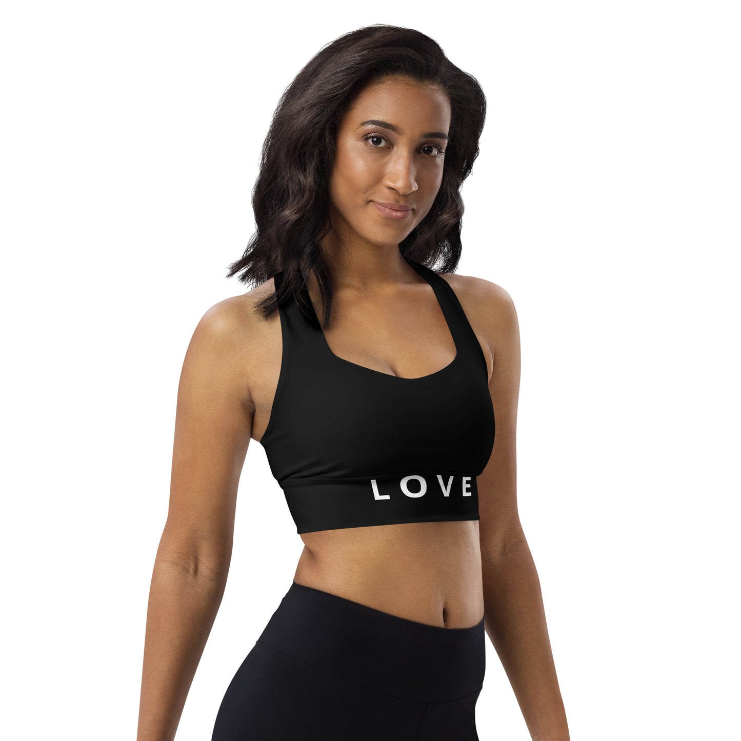 love (black) long line sports bra top